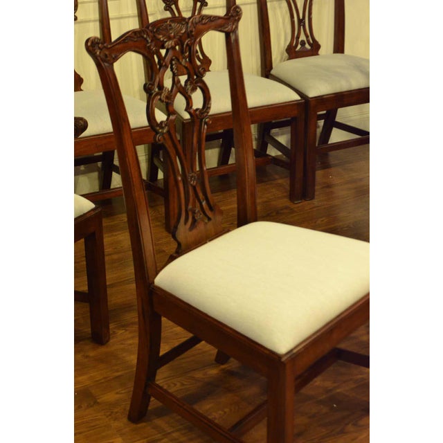 Leighton Hall Mahogany Chippendale Straight Leg Dining Chairs - Set of 8 - Showroom Samples For Sale - Image 9 of 13