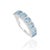Contemporary 2.2ct Emerald-Cut Aquamarine & Diamond Half Eternity Band Ring Size 5 in 18k Gold For Sale - Image 3 of 14