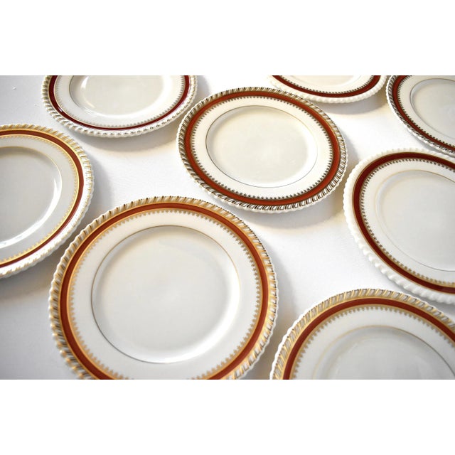 Vintage Lenox "Georgian" Red & Gold Small Plates - Set of 12 For Sale In San Francisco - Image 6 of 8