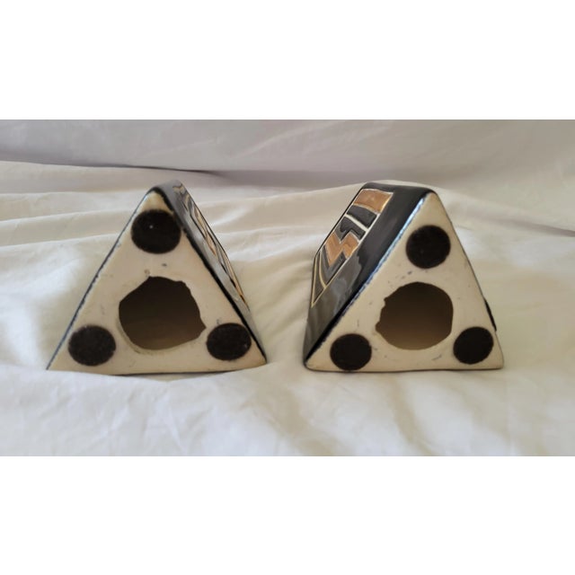 1970s Vintage Harris Potteries Modernist Ceramic Candleholders- a Pair For Sale - Image 5 of 10