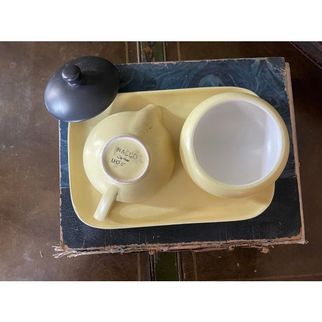 Mid-Century Modern Art Deco Vintage German Sugar Bowl and Creamer by Nasco - Set of 3 For Sale - Image 3 of 10