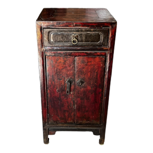 Antique Chinese Country Cabinet Night Stand With Patina