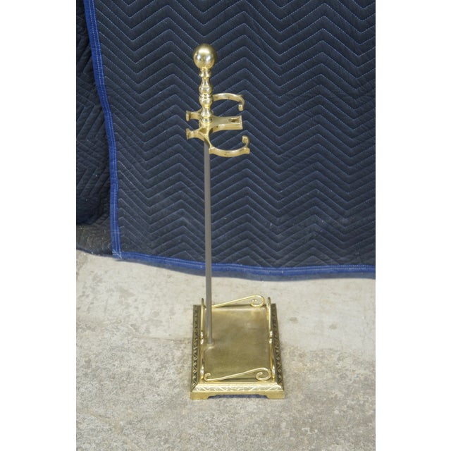 Mid 20th Century Vintage American Colonial Style Brass Fireplace Tools Hearthware Cannon Ball For Sale - Image 5 of 13