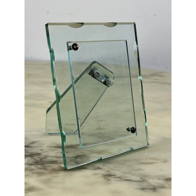 Mid-Century Nile Green Chiselled Murano Glass Photo Frame in the Style of Pietro Chiesa for Fontana Arte, 1960s Height...