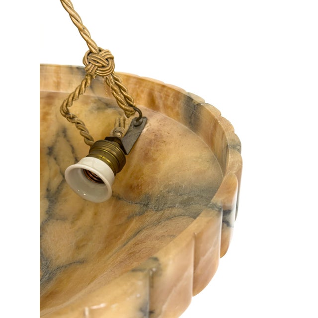 Swedish Grace Sculptural Alabaster Pendant Lamp, 1920s For Sale - Image 9 of 13