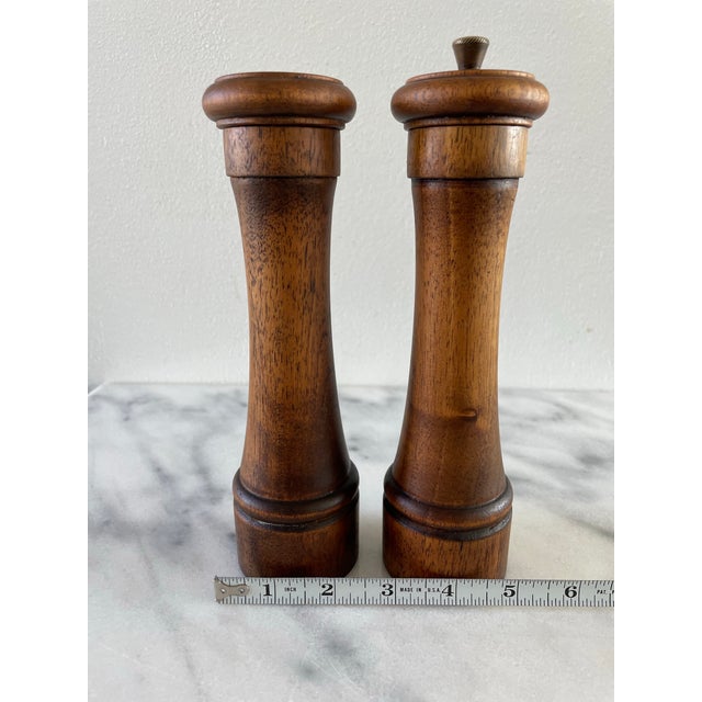 Mid 20th Century Mid 20th Century Rustic Italian Hardwood Salt Shaker & Pepper Mill For Sale - Image 5 of 6
