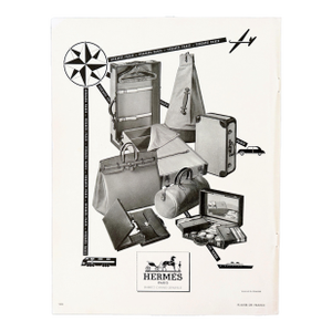 1951 Authentic French Vintage Hermes Advertisement Print, Kelly Bag and Accessories