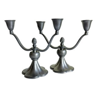 Just Andersen Pewter Candlesticks, Denmark, 1930s For Sale