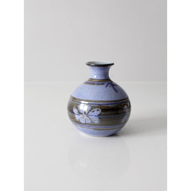 Blue Vintage Handmade Studio Pottery Vase For Sale - Image 8 of 12