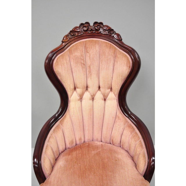 Vintage Kimball Victorian Mahogany Rose Flower Carved Parlor Chair