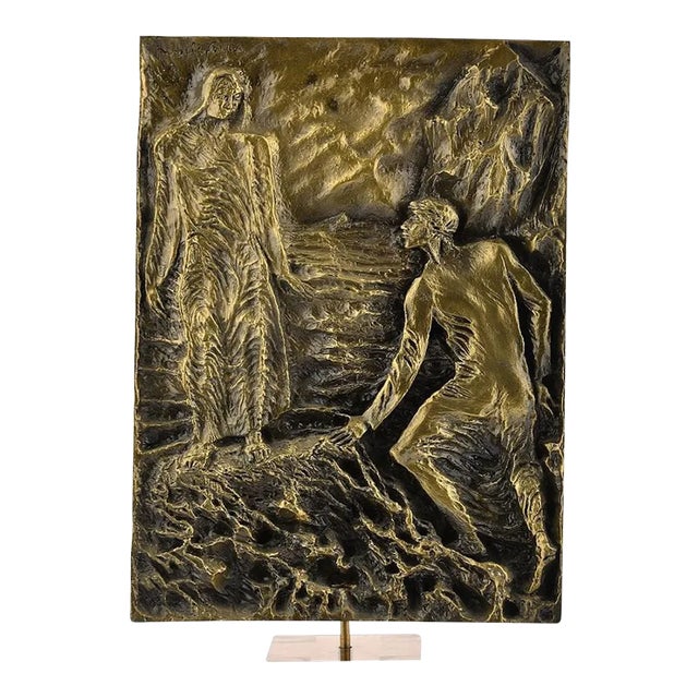 Dante Meets Virgil - Original Bronze Sculpture by P. Fazzini - Late 20th Century Late 20th Century For Sale