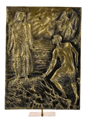 Dante Meets Virgil - Original Bronze Sculpture by P. Fazzini - Late 20th Century Late 20th Century