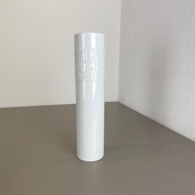Article: Op Art porcelain vase Producer: Rosenthal, Germany Designer: Cuno Fischer Decade: 1980s Rare graphic, modernist...