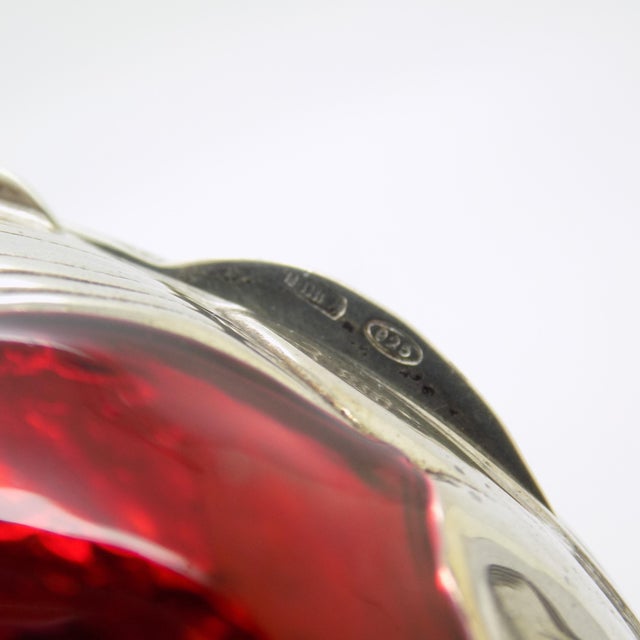 Vintage Italian Handmade Sterling Silver 925 and Red Enameled Egg-Shaped Box, Florence, Italy, 1980s For Sale - Image 9 of 13