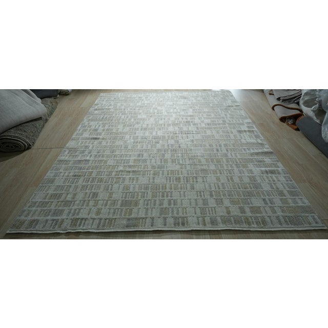 9x12 Freya Timeless Ivory Geometric Modern Hand Knotted Wool Carpet Rug For Sale - Image 9 of 10