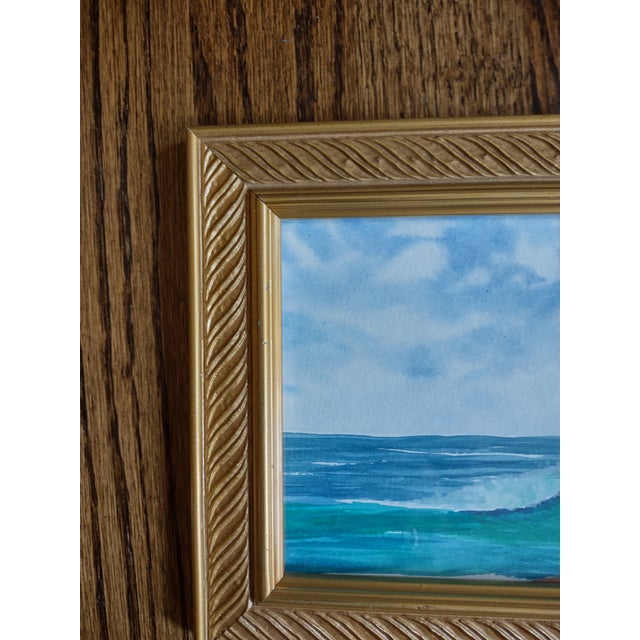 Coastal Framed Ocean View Watercolor Painting For Sale - Image 3 of 8