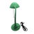 Art Deco desk lamp featuring a large hemispherical shade mounted on a flexible gooseneck arm above a decorative shell-form...