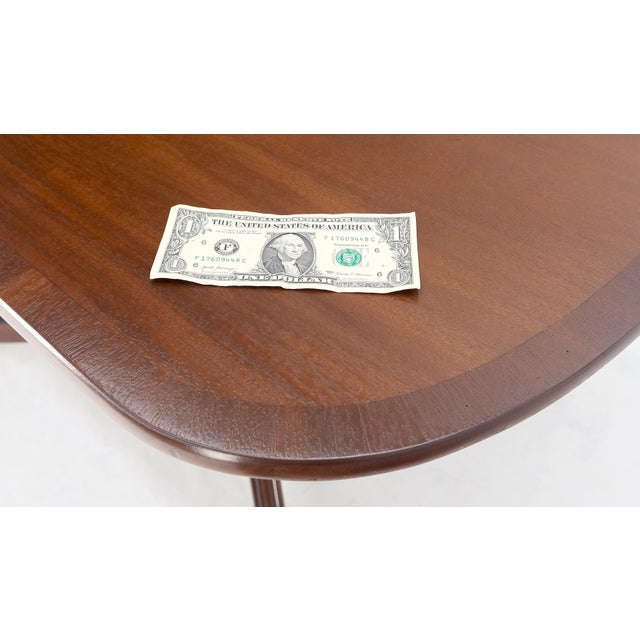 Baker Furniture Company Tilt Top Banded Mahogany Carved Base on Brass Wheels Dining Breakfast Table For Sale - Image 4 of 10