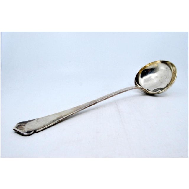 Plain Silver Soup Ladle with Handle, in Very Good conditions. Designed before 1890 This piece has an attribution mark, I...