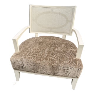 1990s Barbara Barry for Henredon Cane Back Side Chair With Barbara Barry for Kravet Couture Velvet Seat For Sale