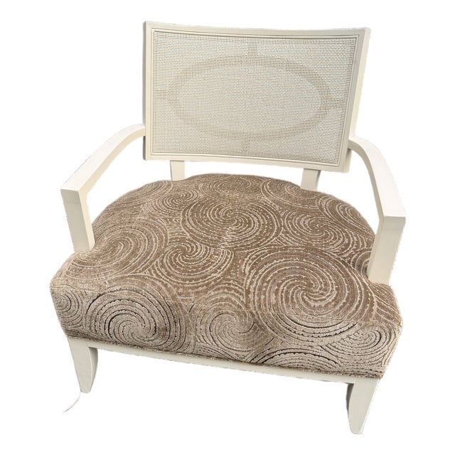 1990s Barbara Barry for Henredon Cane Back Side Chair With Barbara Barry for Kravet Couture Velvet Seat For Sale