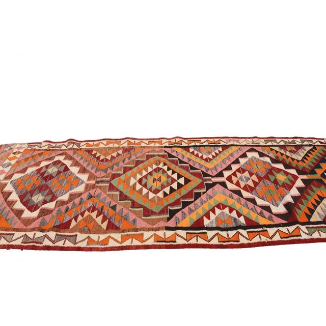 Mid 20th Century Colorful Vintage Kilim Runner For Sale - Image 4 of 7