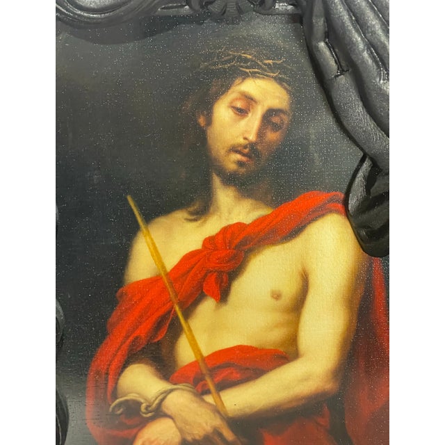 Paper Ecce Homo After Bartolomé Esteban Murillo Print in Sculptural Praying Hands Frame For Sale - Image 7 of 11
