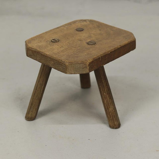 Wood Primitive Wabi Sabi Farmhouse Stool / Side Table For Sale - Image 7 of 9
