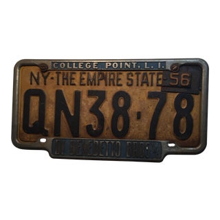 Vintage 1956 New York State License Plate For Sale