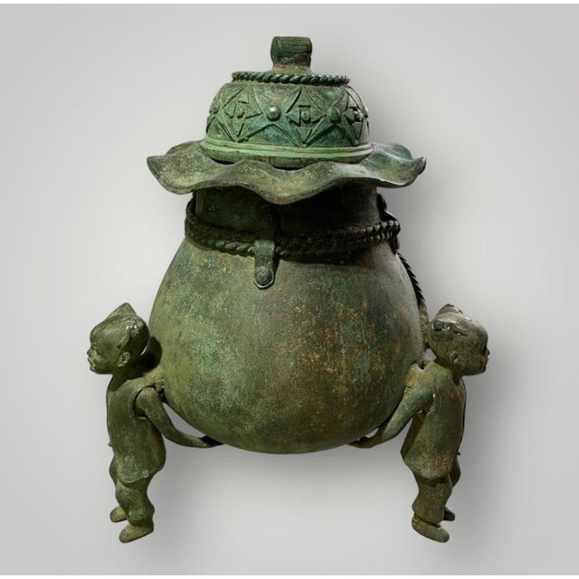 Chinese Antique Bronze Censer Incense Burner Lucky Money Frog Karako Chinese Asian For Sale - Image 3 of 13