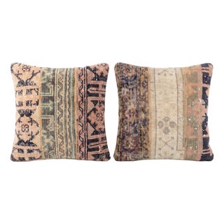 Tribal Striped Rug Pillow Cover 20'' X 20'' - Set of Two For Sale