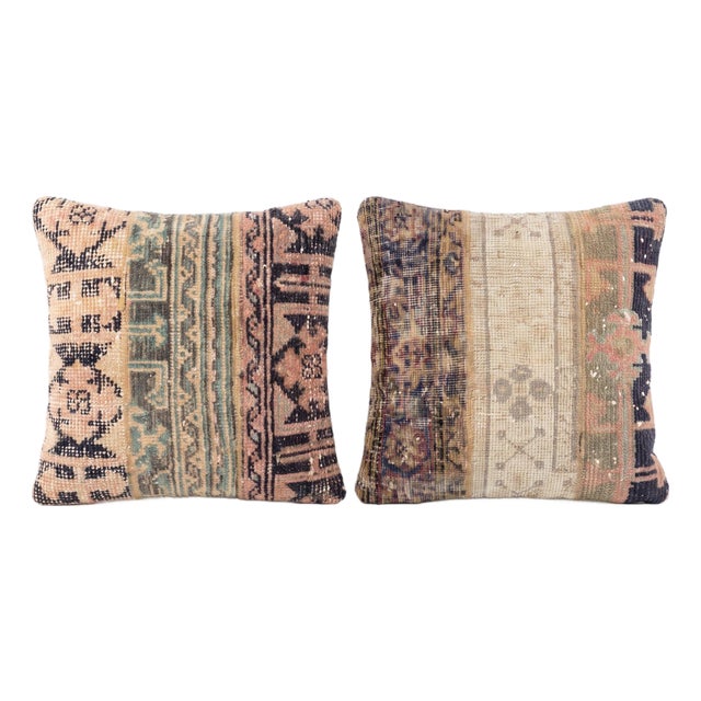 Tribal Striped Rug Pillow Cover 20'' X 20'' - Set of Two For Sale