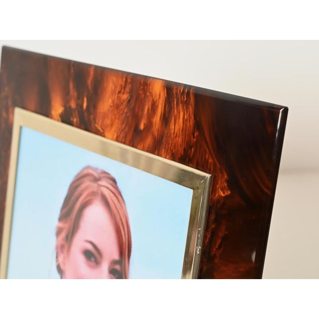 1970s Large Photo Frame in Gilt Brass and Acrylic Tortoiseshell from Dior, Italy, 1970s For Sale - Image 5 of 14