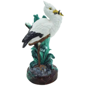 19th Century English Majolica Stork Vase Signed Joseph Holdcroft