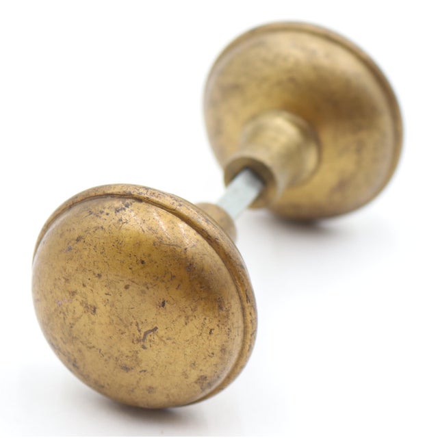 Traditional Vintage Traditional Pressed Brass Passage Door Knob Set For Sale - Image 3 of 8