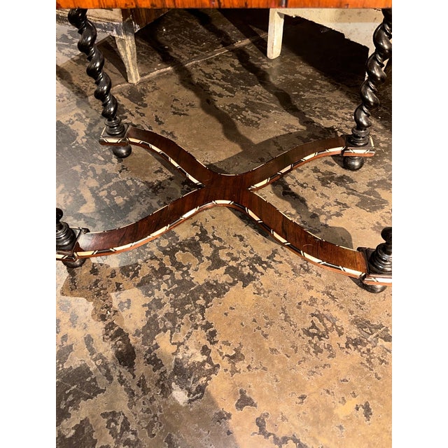 19th C. Italian Inlaid Mahogany Side Table For Sale - Image 4 of 8