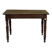 Bobbin Leg and Scrubbed Top Dining Table in Dark Oak, 1940s For Sale
