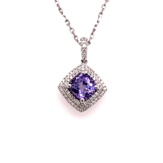 Blue Diamond Sapphire Necklace 2.32 TCW 18k Gold Women Certified For Sale - Image 8 of 10