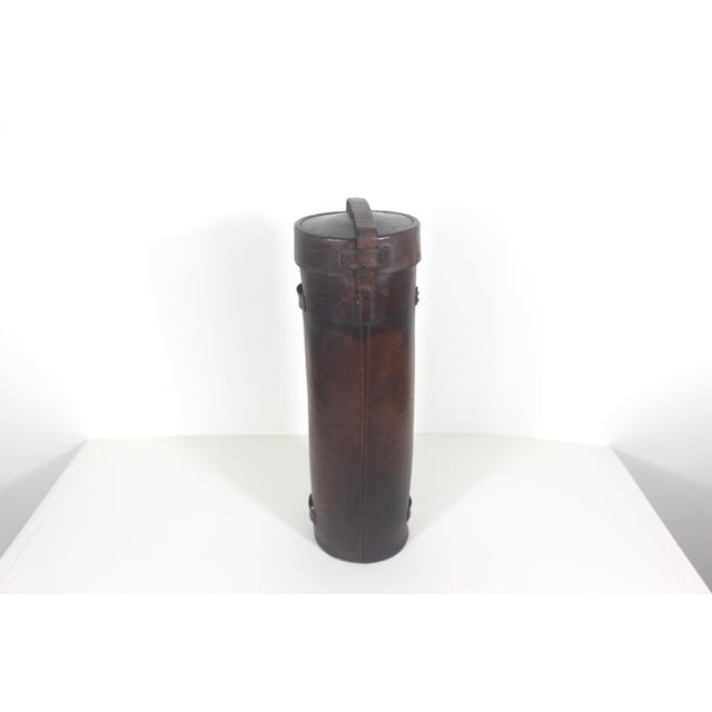 Antique Leather Canister Tube for Map Thermos Wine or Whiskey Bottle For Sale - Image 12 of 14