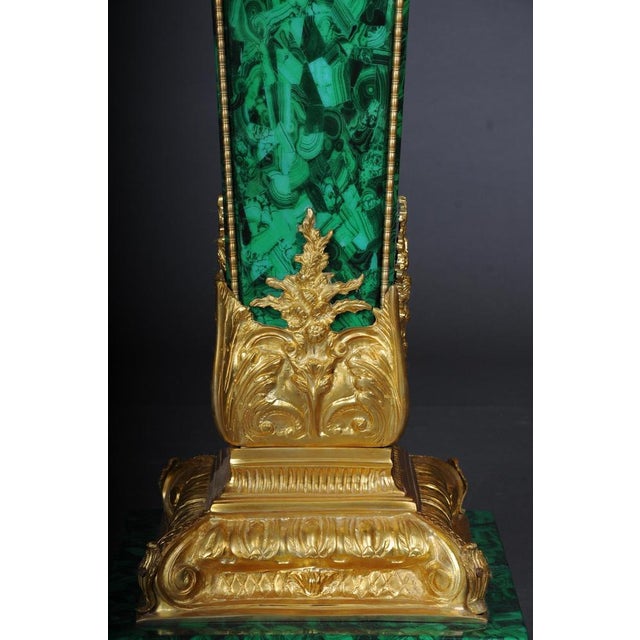 Napoleon III Marble Column with Malachite Bronze For Sale - Image 11 of 16