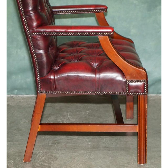 Georgian Oxblood Leather and Hardwood Gainsborough Library Armchair For Sale - Image 12 of 17
