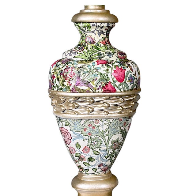 2020s Art Nouveau, Victorian, Neoclassical, English Traditional, Chintz William Morris Floral Urn Form Ceramic Table Lamp Base For Sale - Image 5 of 5