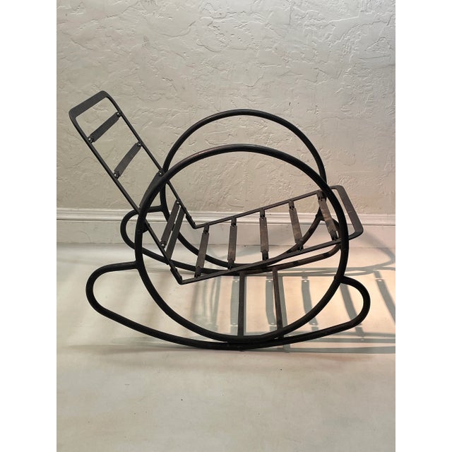 Art Deco 1930s American Art Deco Streamlined Tubular Steel “Hoop” Rocking Chair- Set of 2 For Sale - Image 3 of 8