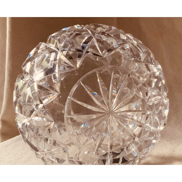 Transparent Antique French Cut Crystal Rose Bowl, Diamond Pattern, 7" For Sale - Image 8 of 11