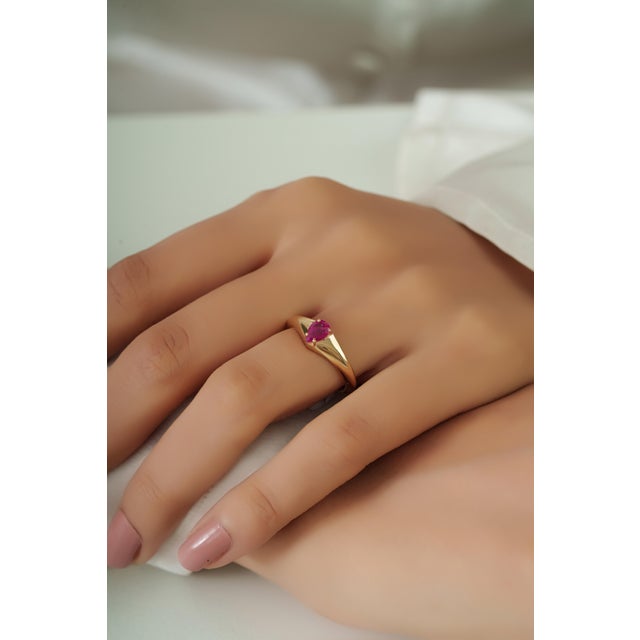 Not Yet Made - Made To Order 14k Yellow Gold Prong Set Natural Ruby Ring Size 8 by VRJewels For Sale - Image 5 of 15