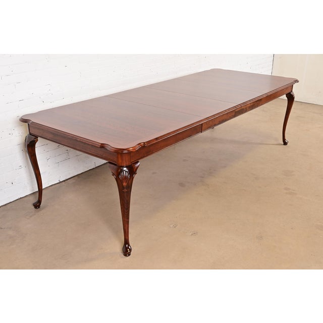 Ethan Allen Queen Anne Solid Cherry Wood Extension Dining Table, Newly Refinished For Sale - Image 15 of 15