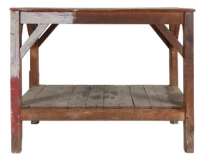French Industrial Console Table in Wood, 1920s