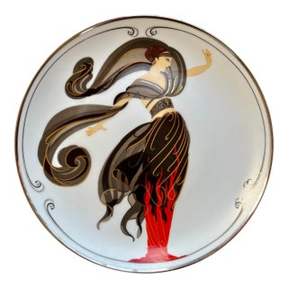 Franklin Mint the House of Erte Collectors Porcelain Plate "Flames of Love". Circa 1990s For Sale