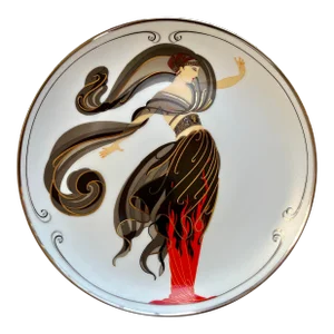 Franklin Mint the House of Erte Collectors Porcelain Plate "Flames of Love". Circa 1990s
