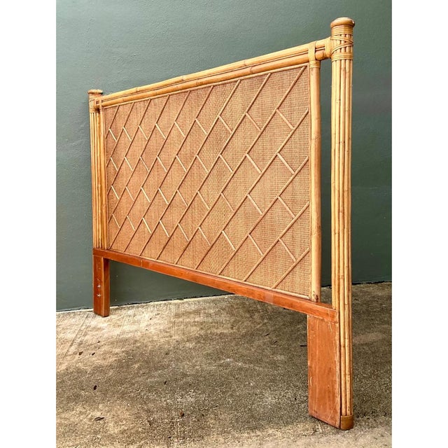 Vintage Bamboo and Wood King Headboard For Sale - Image 11 of 12